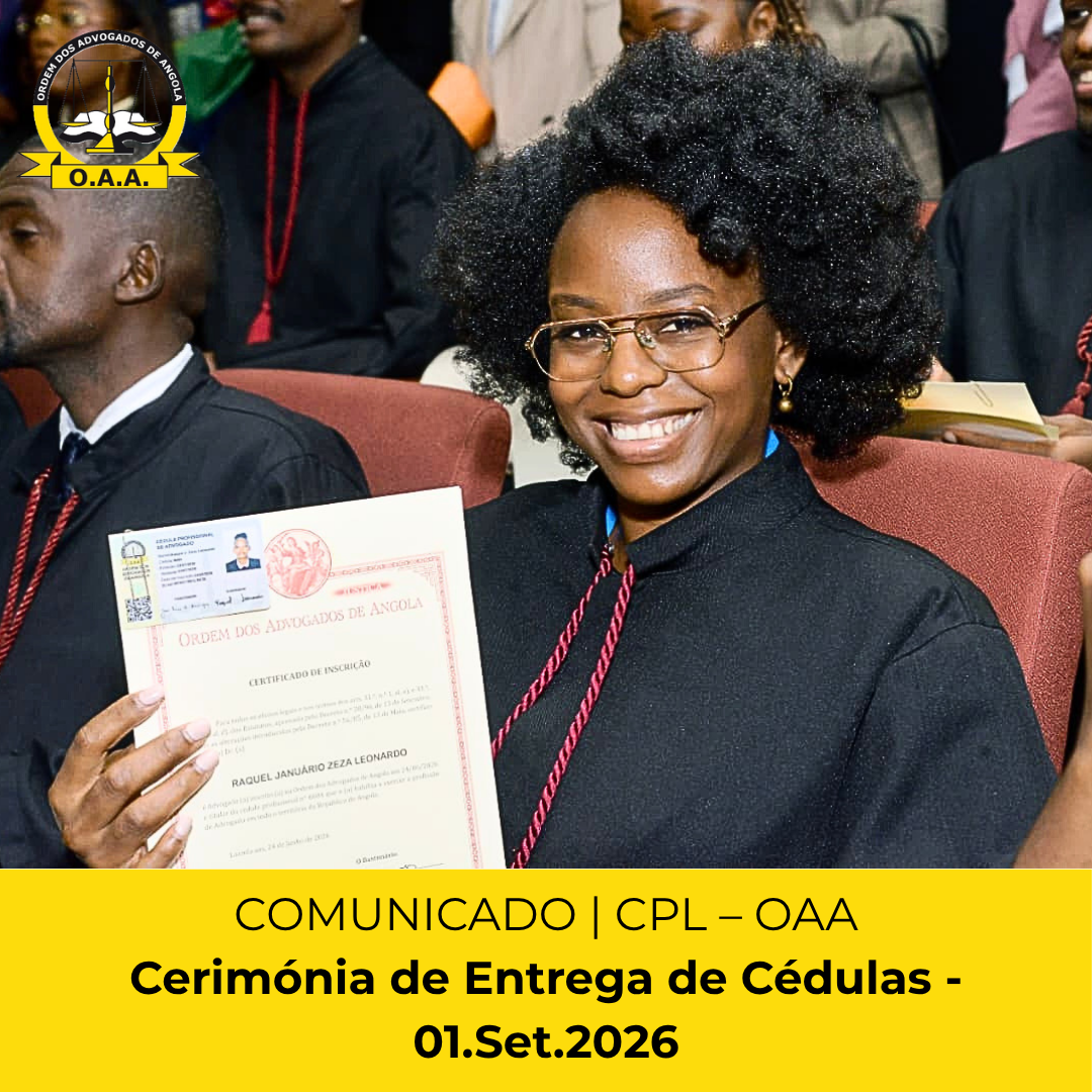 COMUNICADO CPL-OAA | Cerimónia de Entrega de Cédulas - 01 de Set. 2026